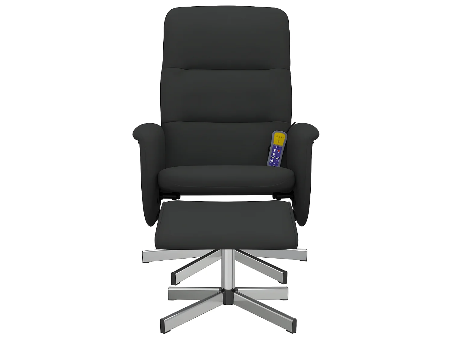 Cadeira de massagem reclinável com apoio para os pés em tecido preto