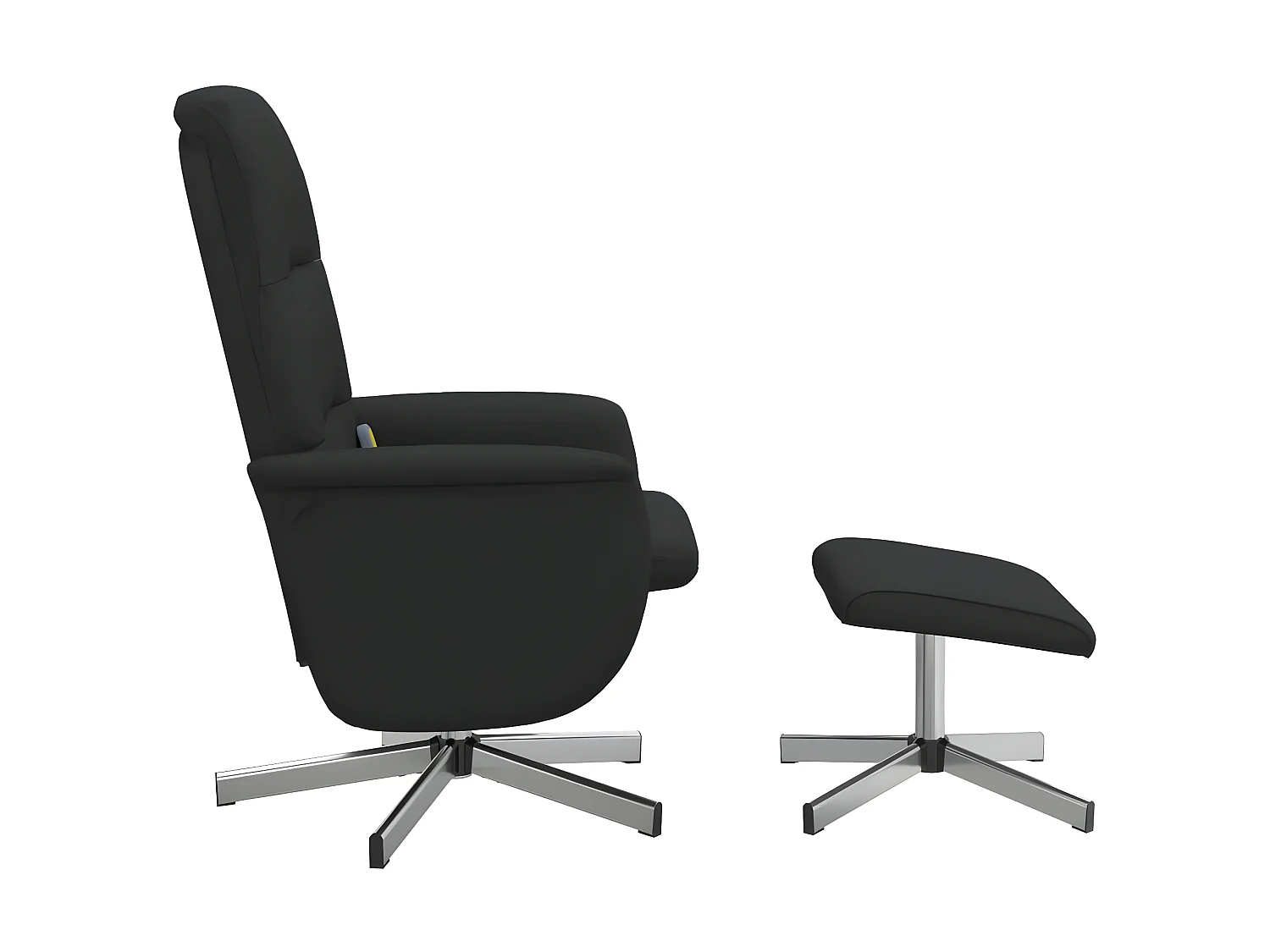 Liggende massagestoel met zwarte stoffen voetsteun