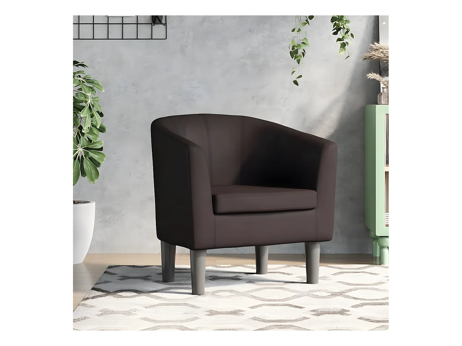 Fauteuil cabriolet marron similicuir