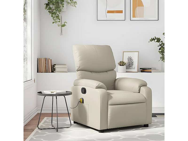 Fauteuil inclinable de massage Crème Similicuir