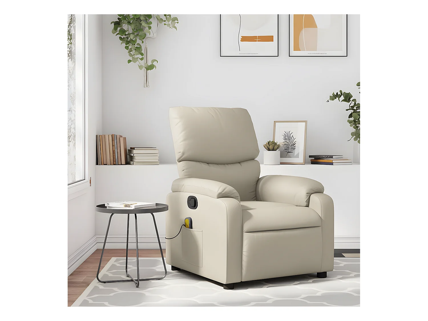Fauteuil inclinable de massage Crème Similicuir