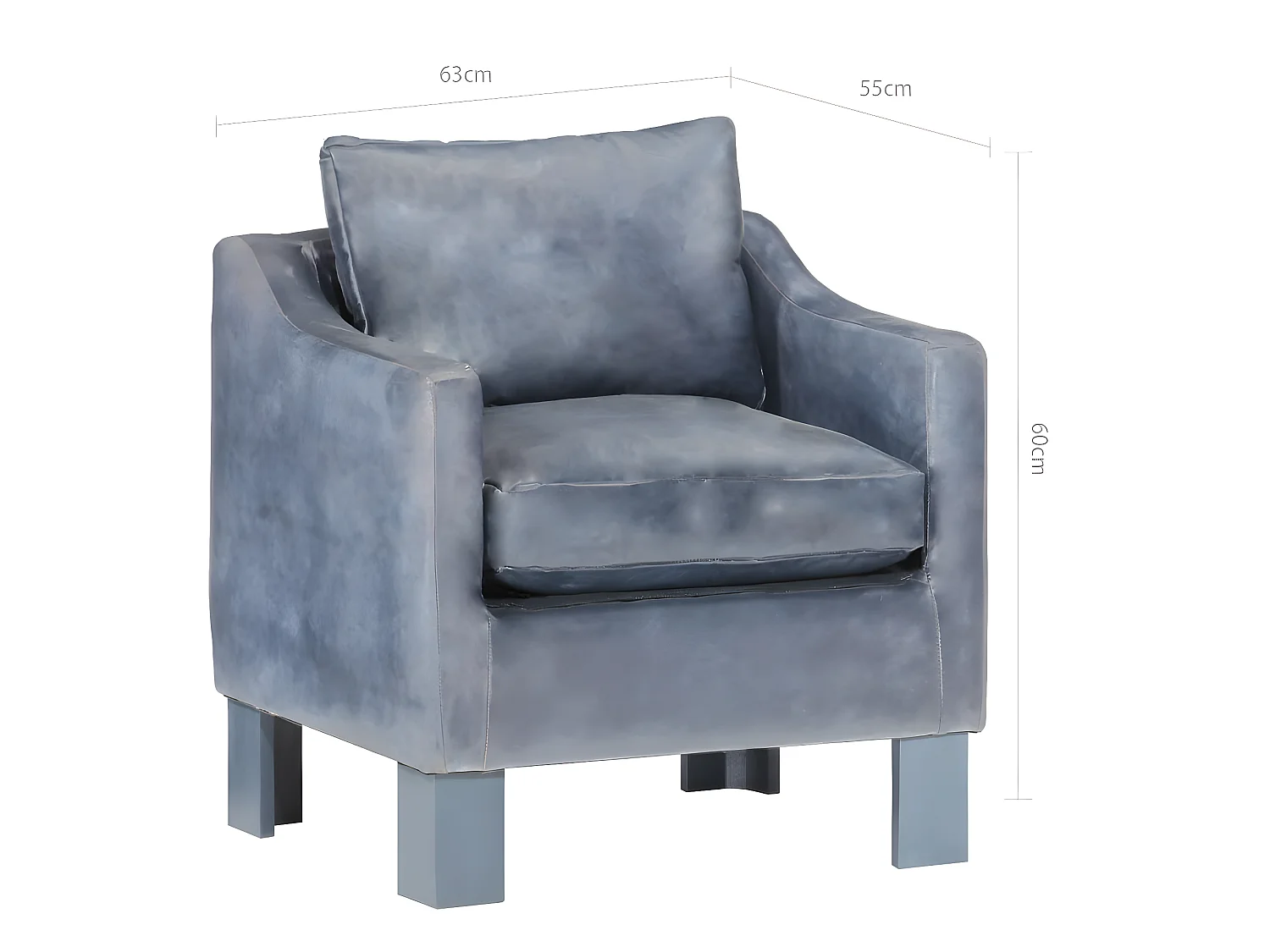 Grijze fauteuil van echt leer