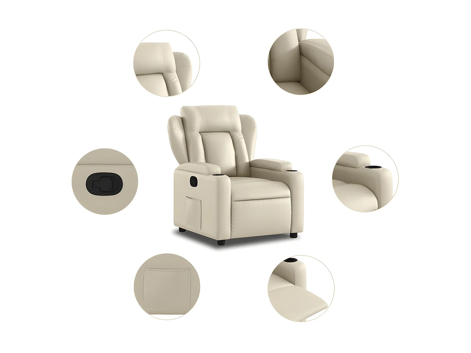 Fauteuil inclinable Crème Similicuir