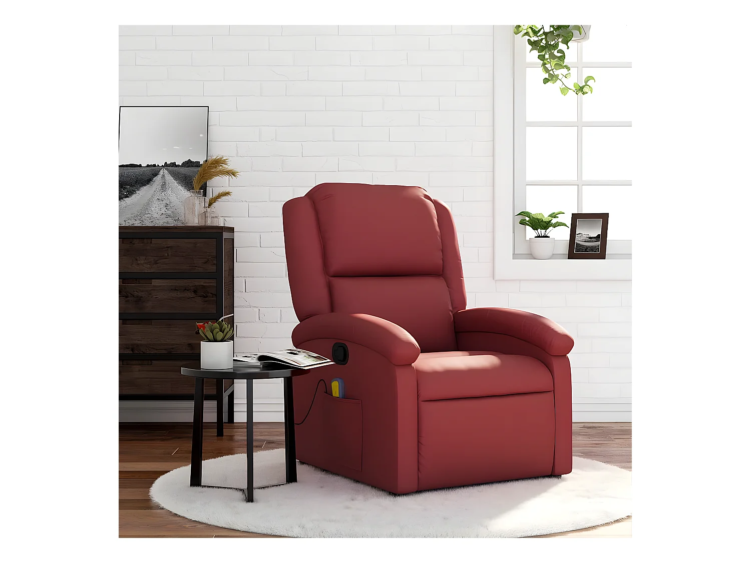 Fauteuil de massage inclinable Rouge bordeaux Similicuir