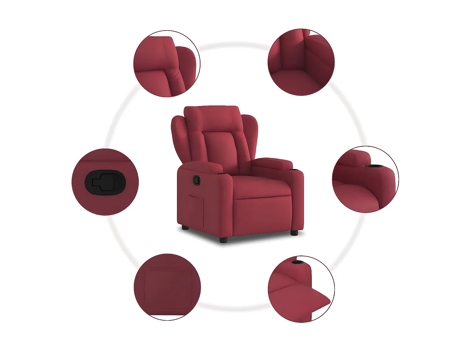 Sillón reclinable Tela rojo burdeos