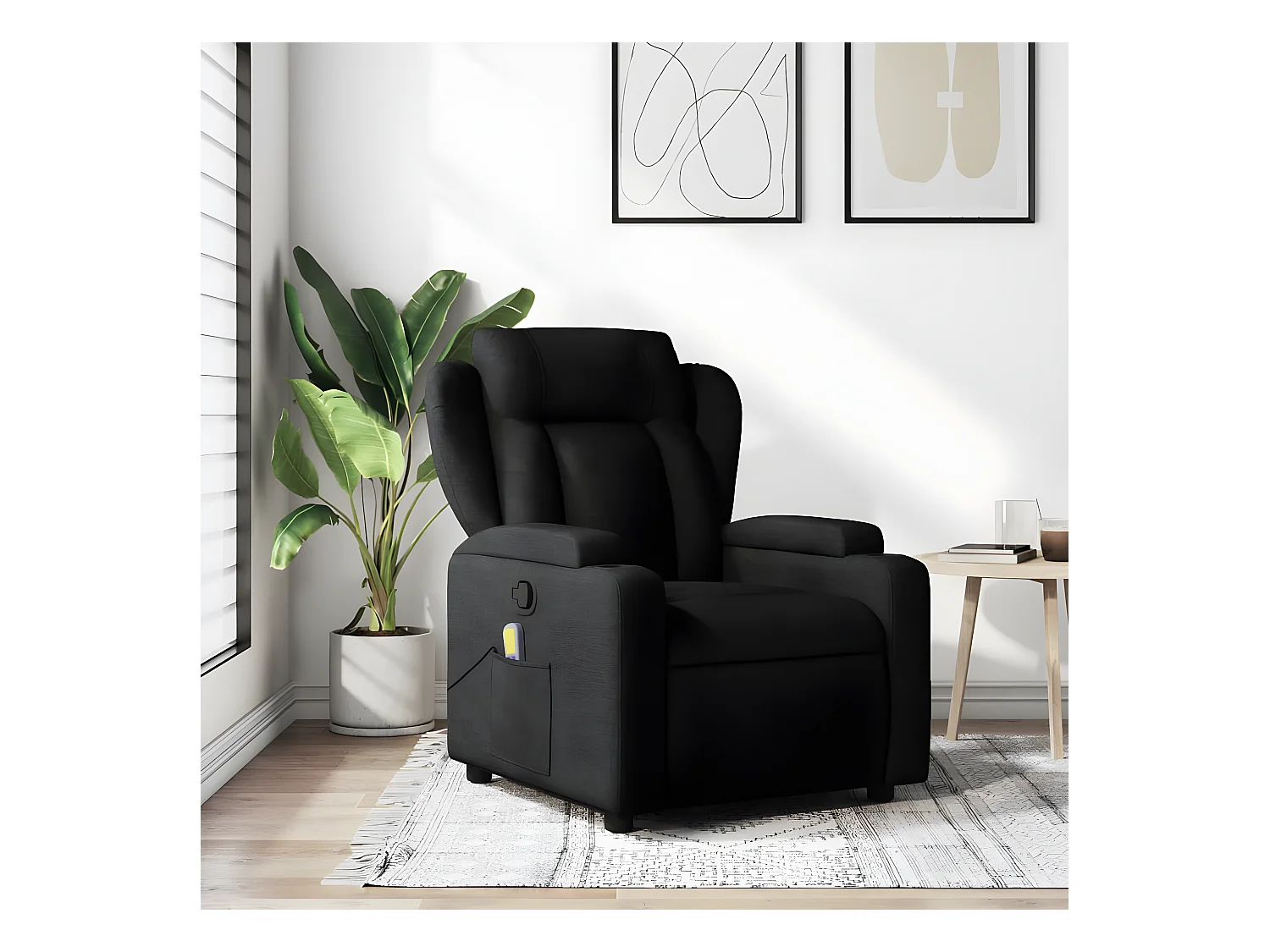 Fauteuil de massage inclinable Noir Tissu