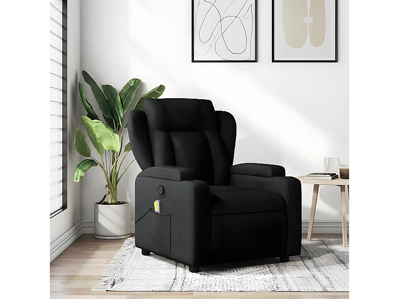 Fauteuil de massage inclinable Noir Tissu