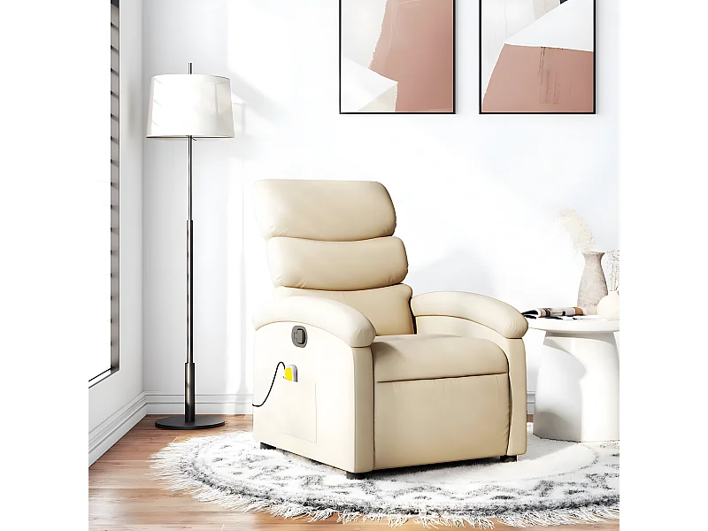 Liggende massagestoel crème stof