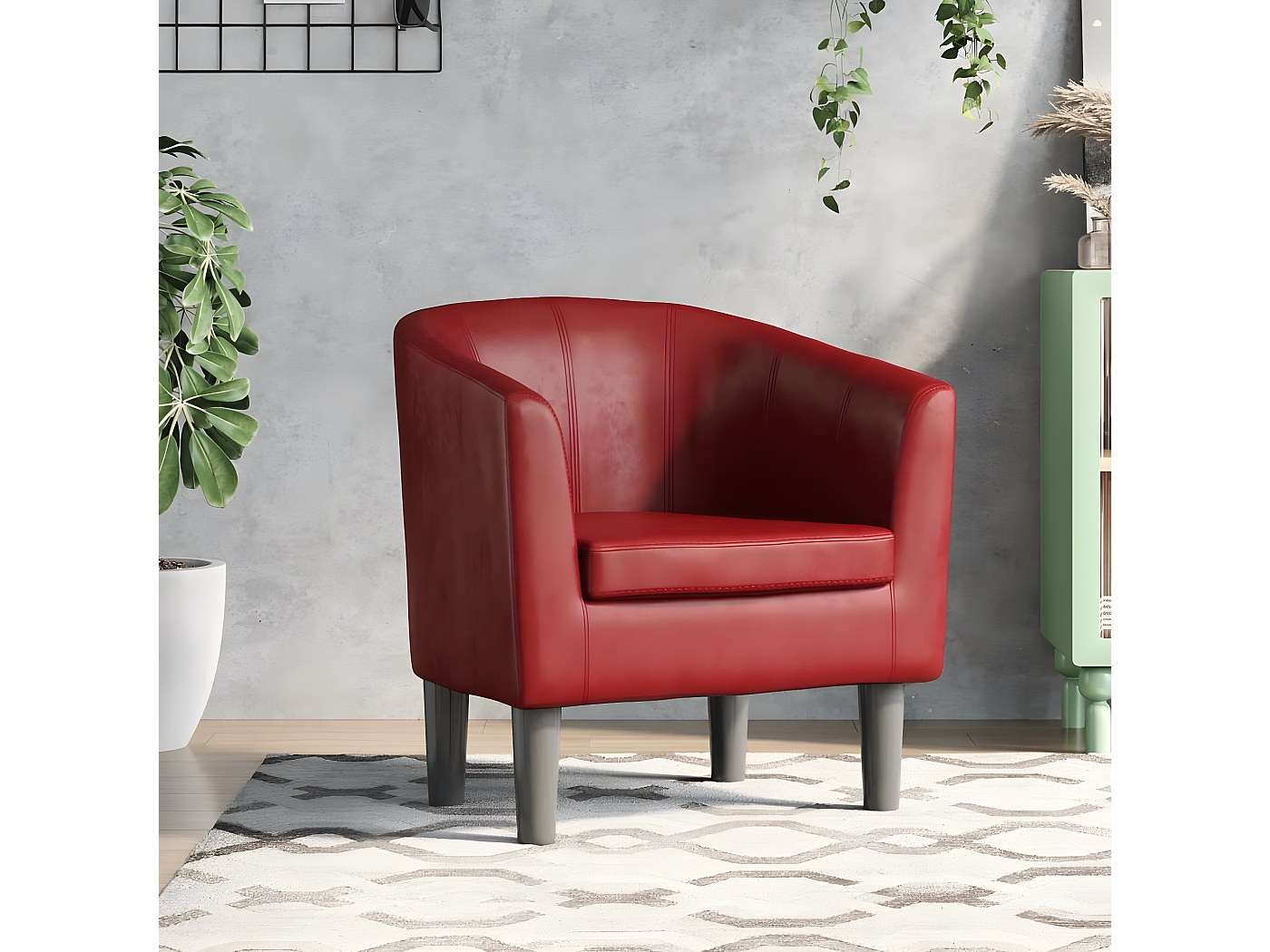 Poltroncina Singola In Ecopelle Rossa Sofà Design - Made In Italy, Compatta, Comoda, Idrorepellente, 70x67x76 Cm