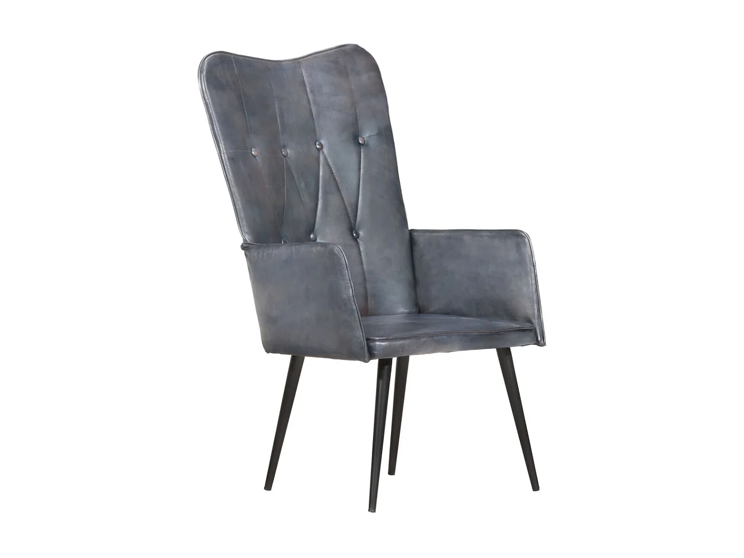 Poltroncina con schienale in vera pelle grigia