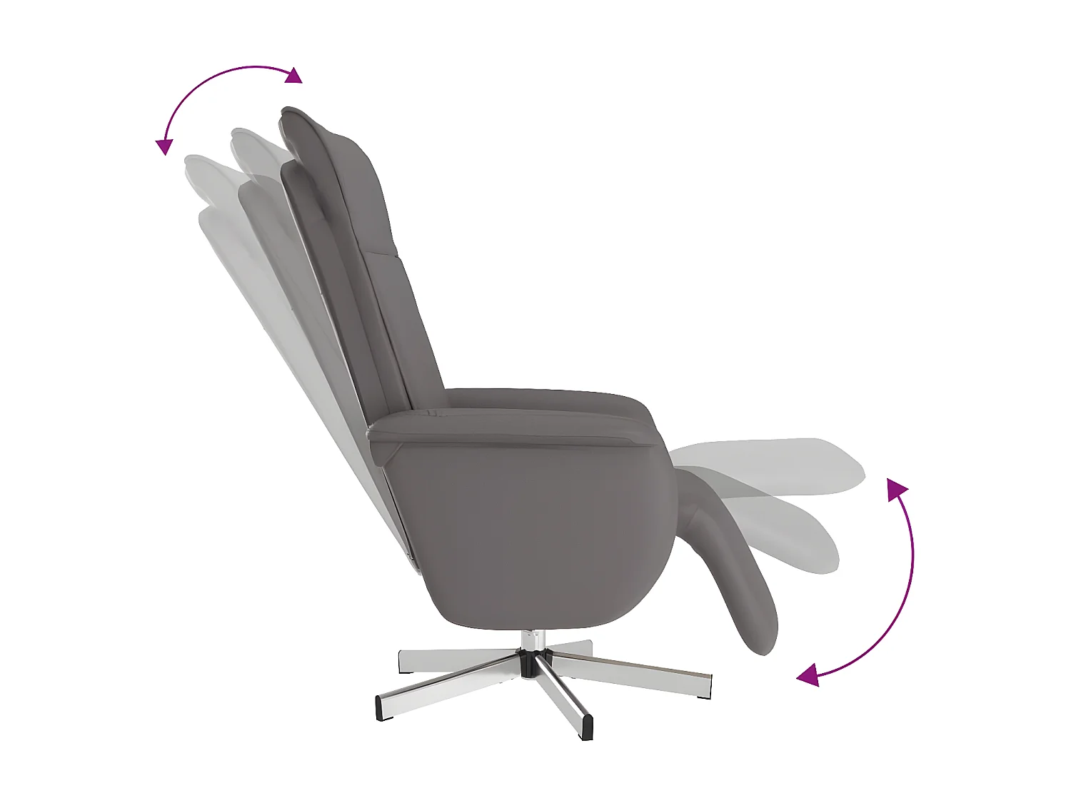 Fauteuil inclinable de massage repose-pieds gris similicuir
