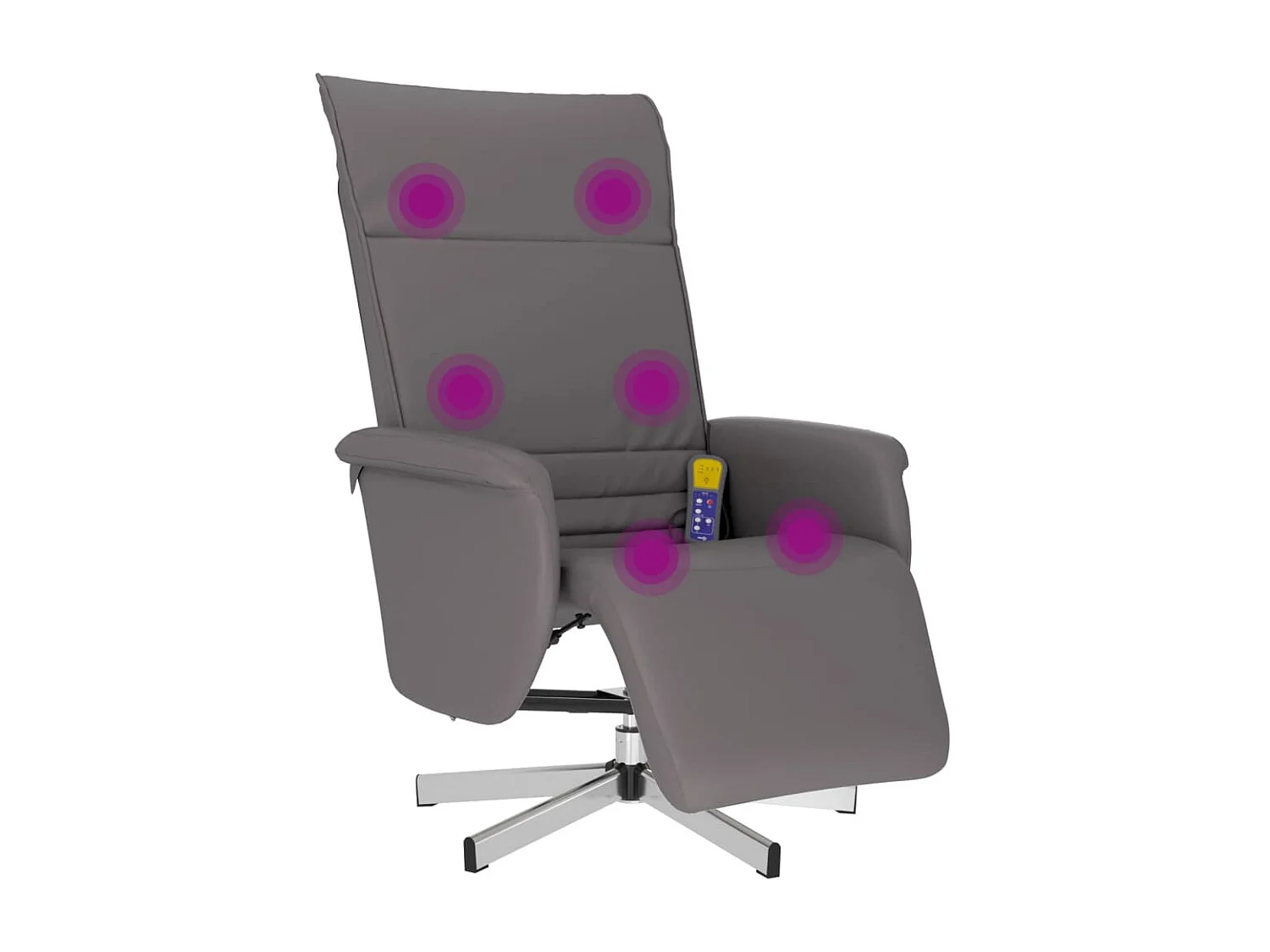 Fauteuil inclinable de massage repose-pieds gris similicuir