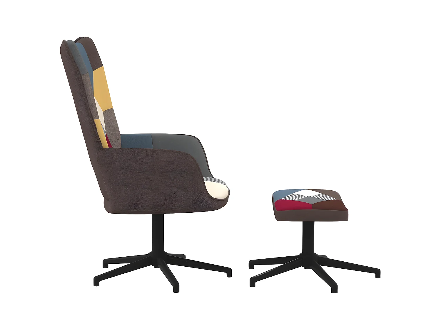 Chaise de relaxation avec repose-pied Patchwork Tissu