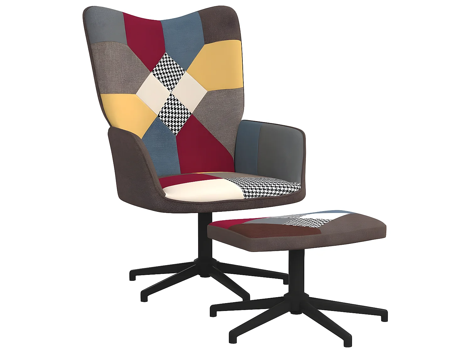 Poltrona relax con poggiapiedi Tessuto Patchwork