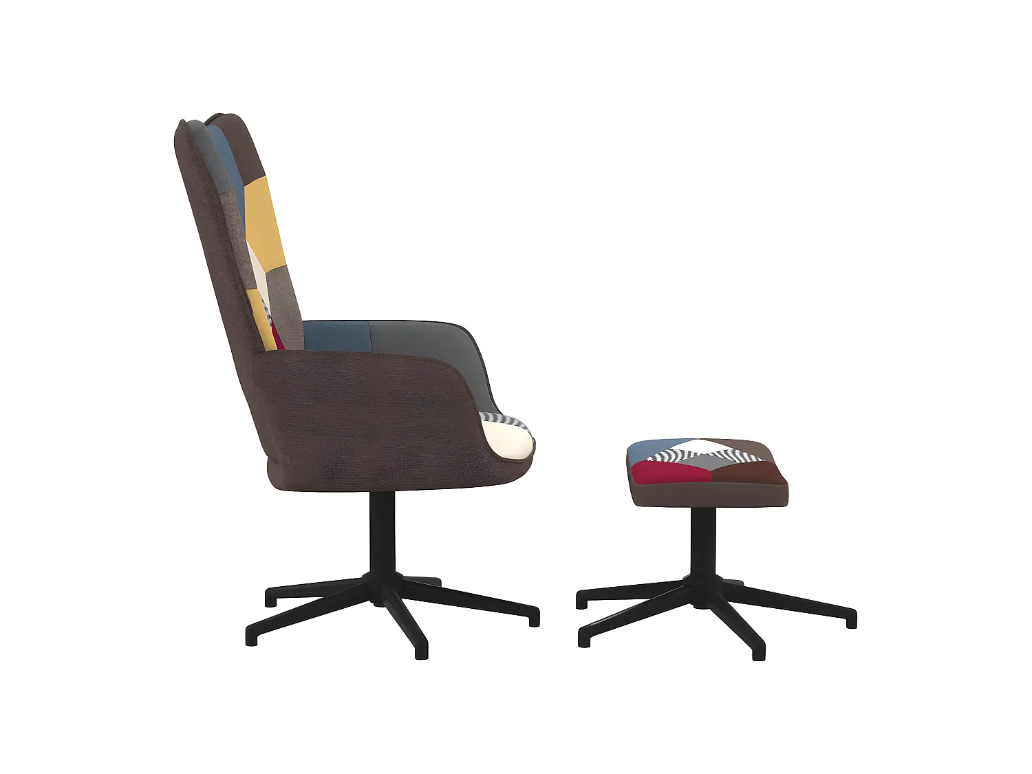 Poltrona relax con poggiapiedi Tessuto Patchwork