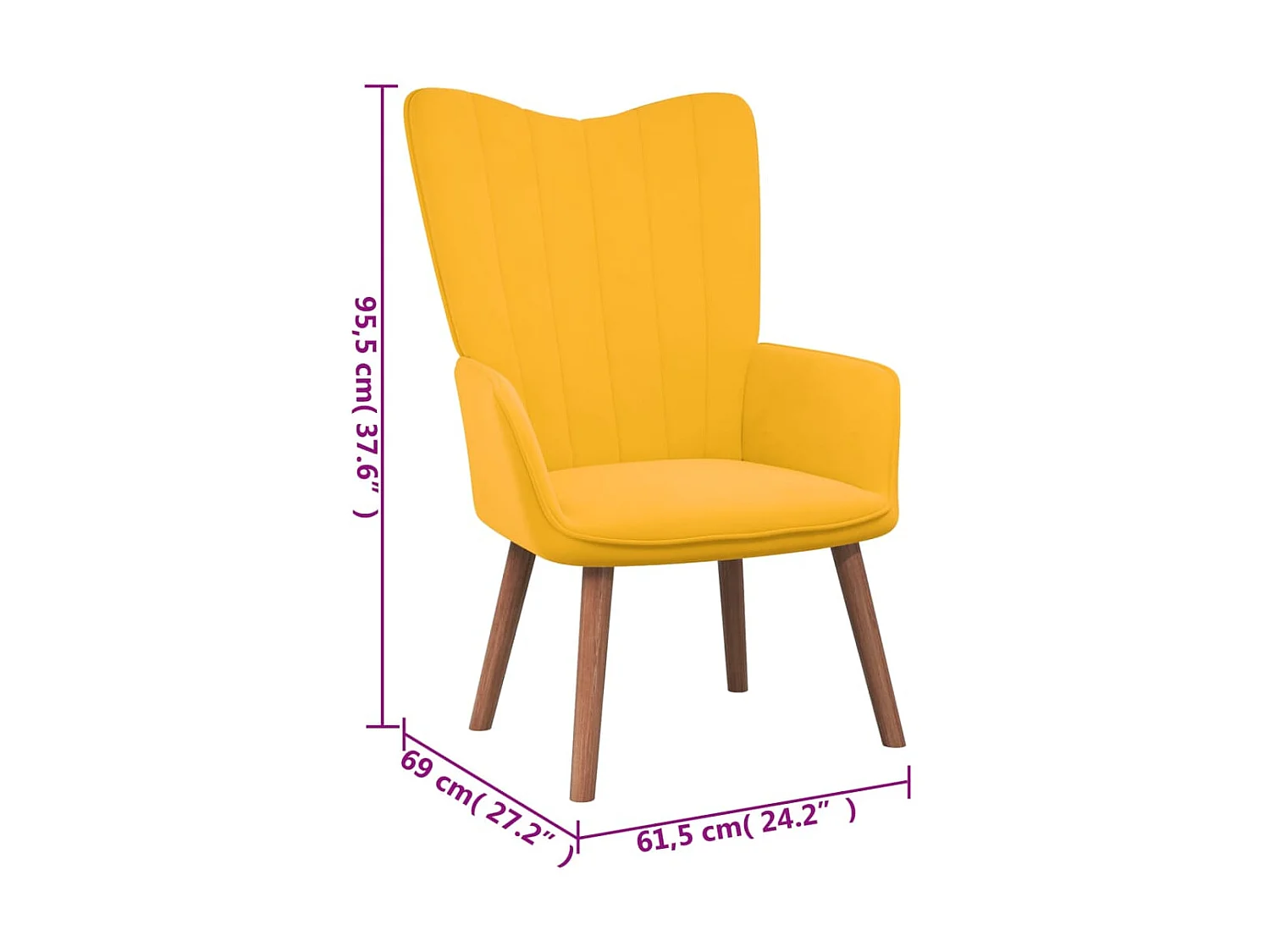 Chaise de relaxation Jaune moutarde Velours