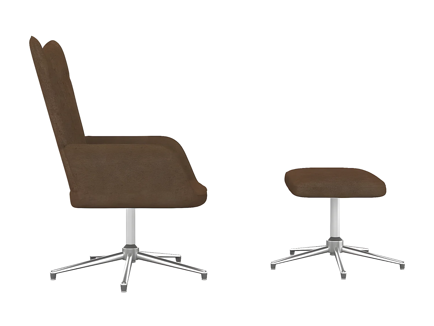 Chaise de relaxation avec tabouret Marron Tissu