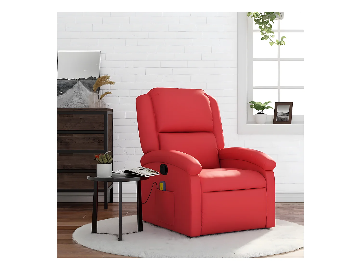 Fauteuil de massage inclinable rouge similicuir