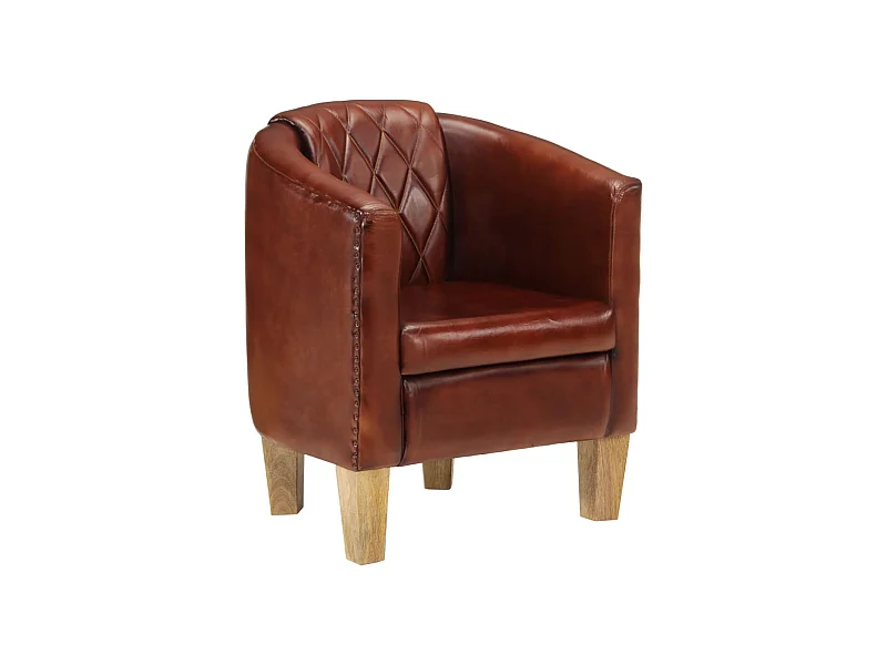 Poltrona trasformabile in vera pelle marrone