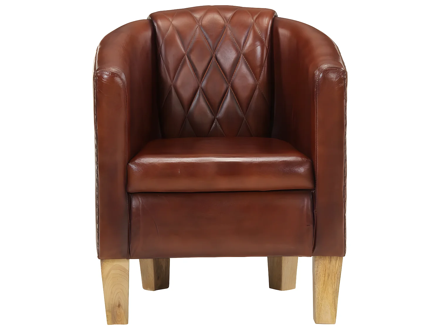 Fauteuil cabriolet marron cuir véritable