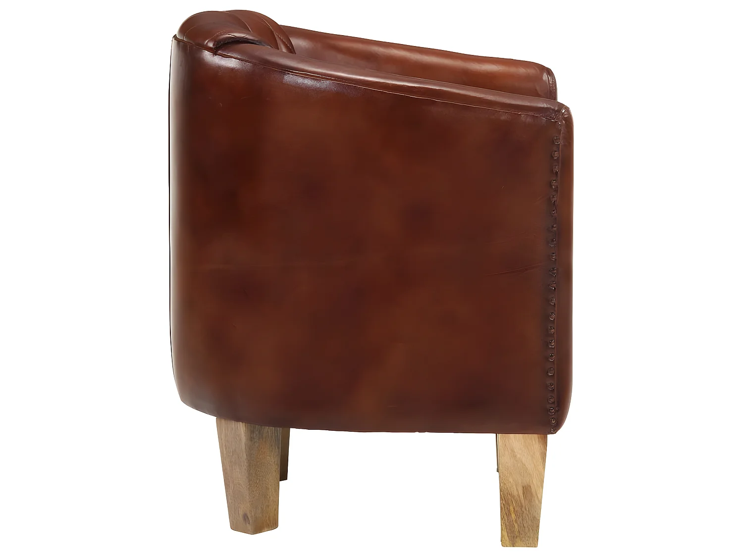 Fauteuil cabriolet marron cuir véritable