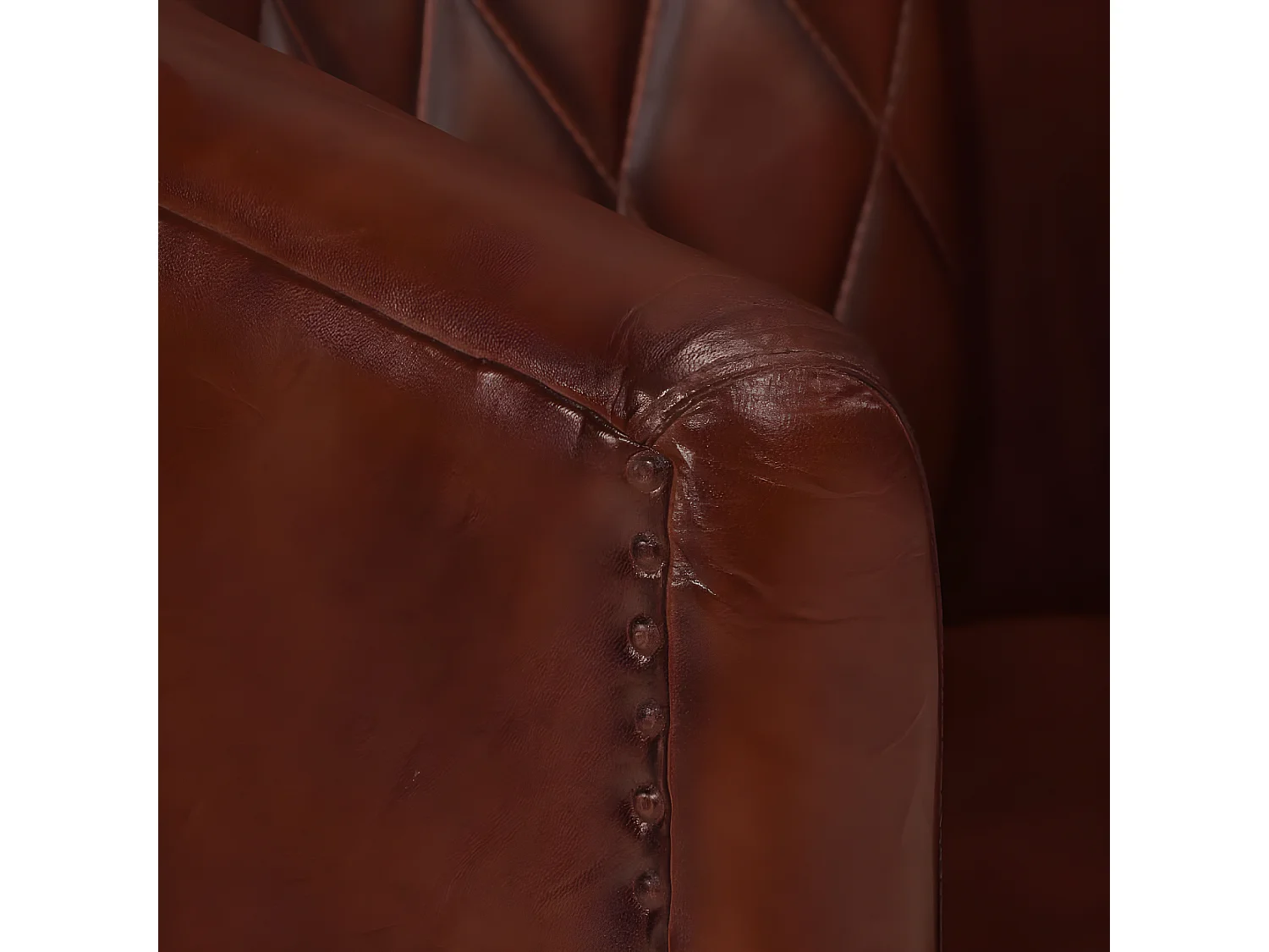 Fauteuil cabriolet marron cuir véritable