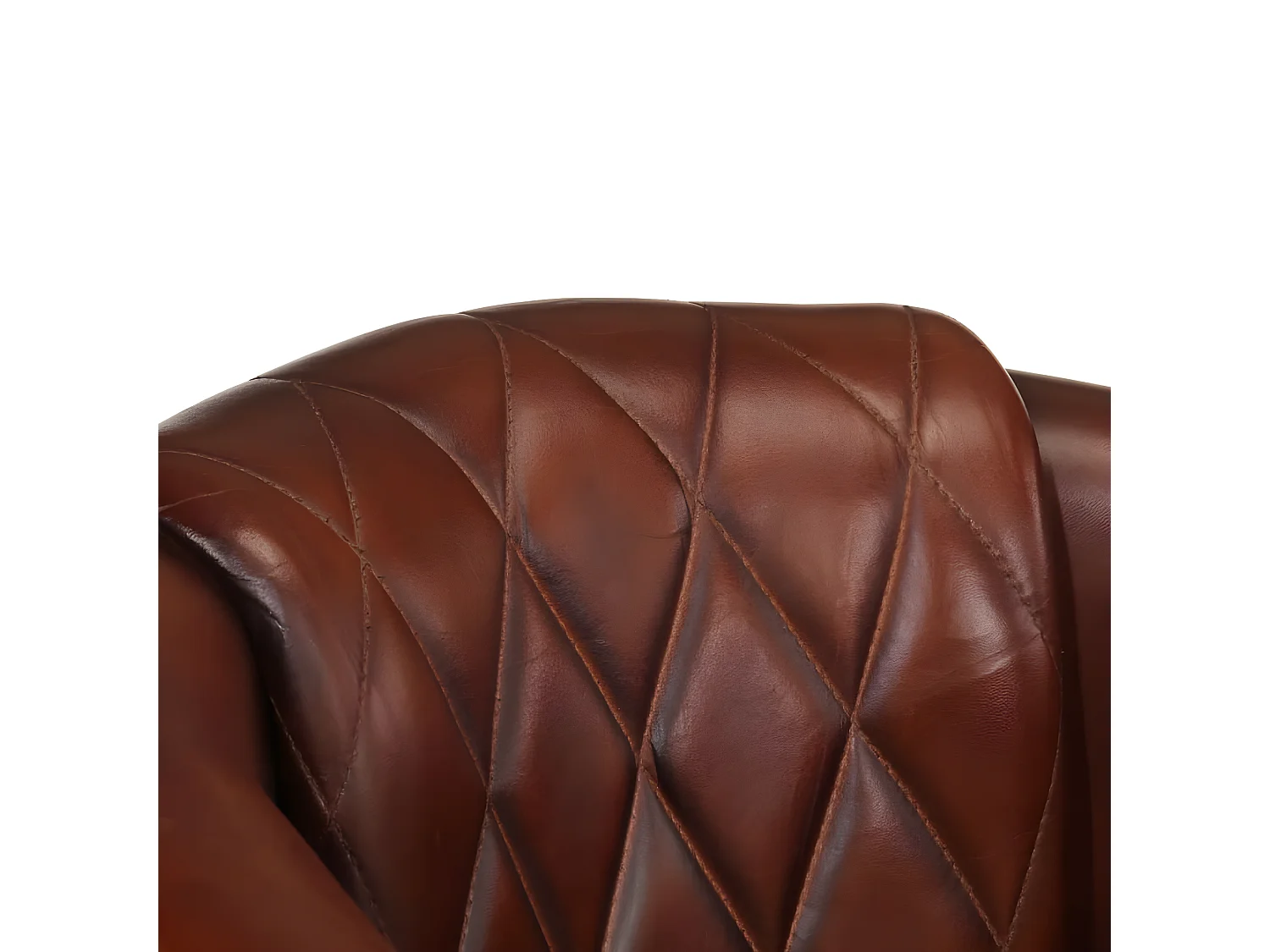 Fauteuil cabriolet marron cuir véritable