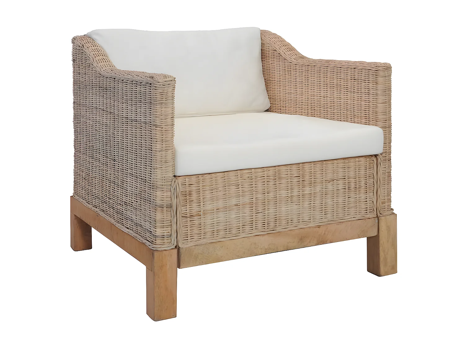 Fauteuil avec coussins Rotin naturel