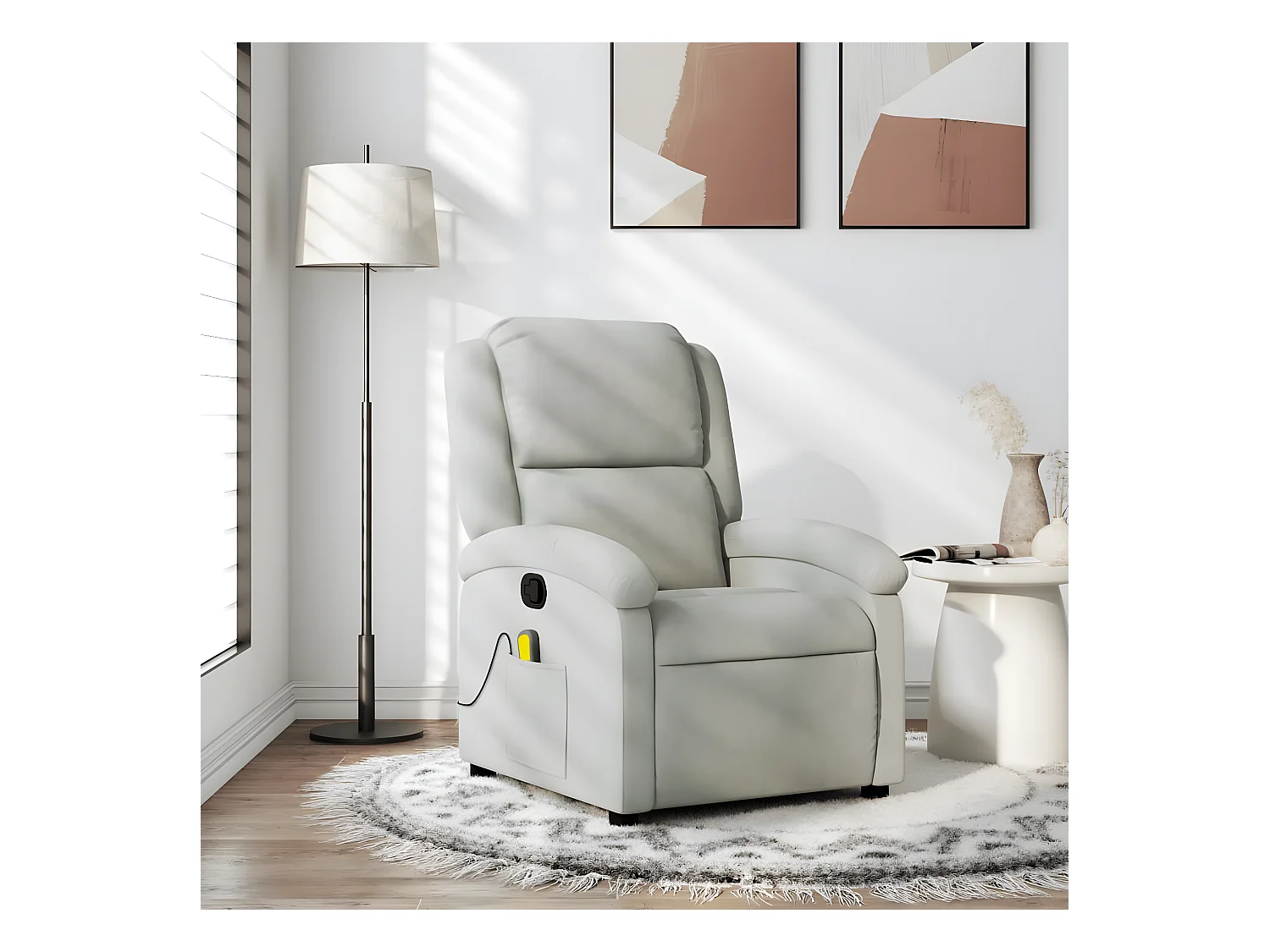 Fauteuil de massage inclinable gris clair velours