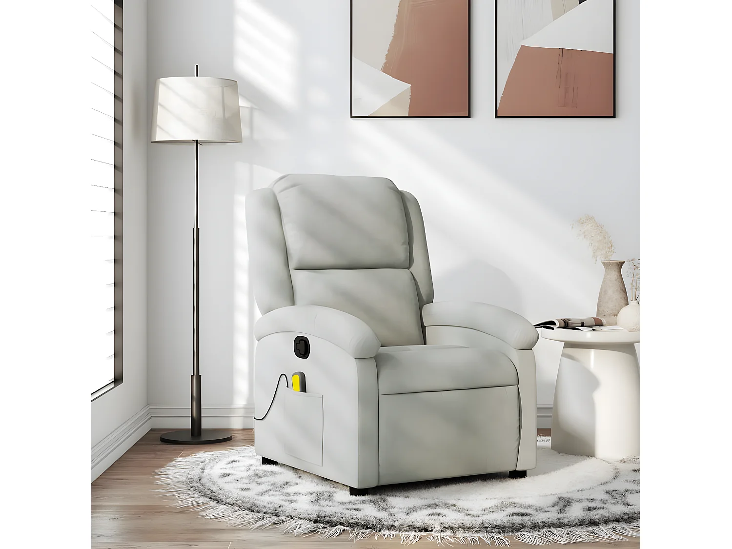 Fauteuil de massage inclinable gris clair velours