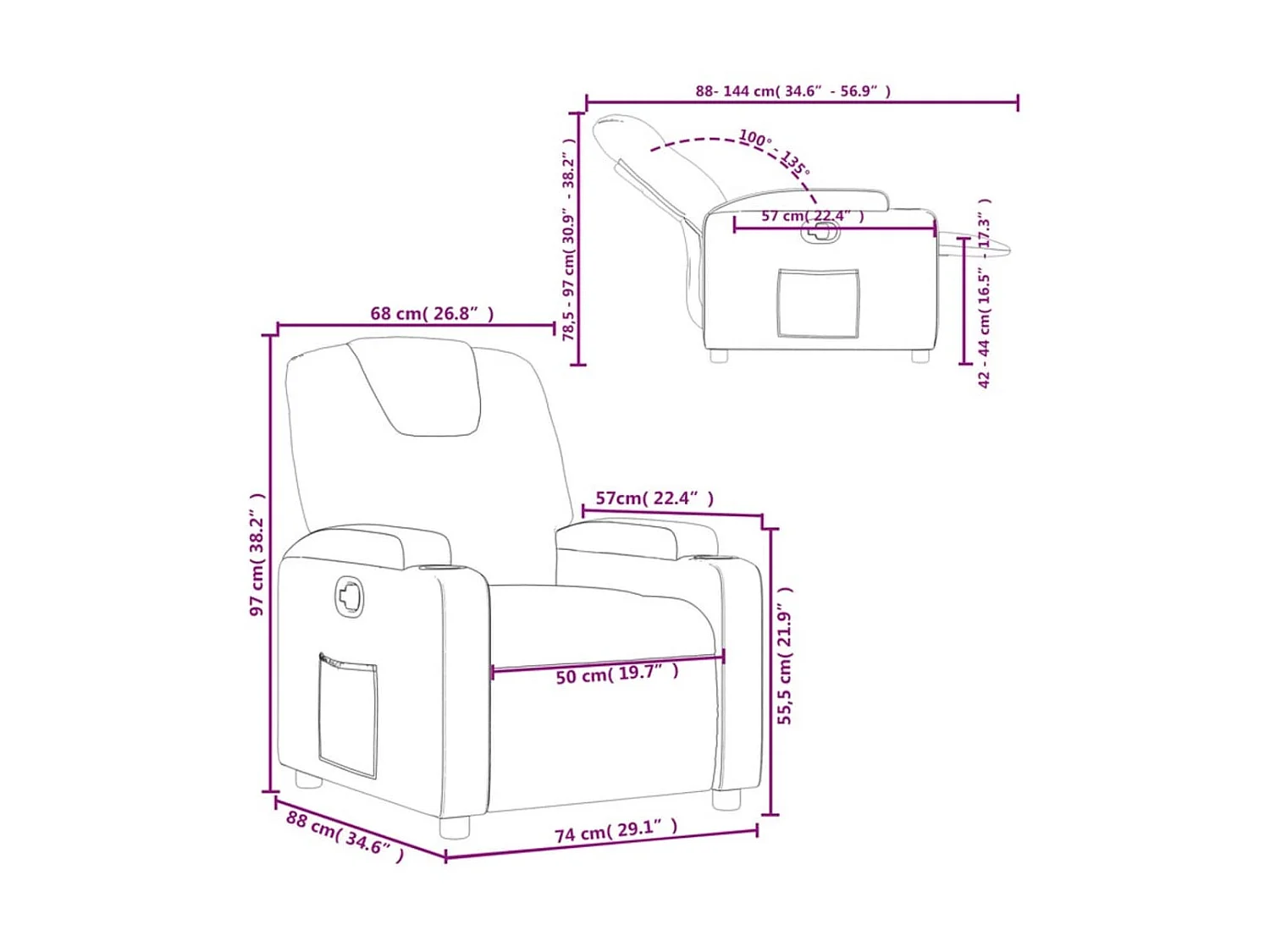 Fauteuil inclinable Gris clair Tissu