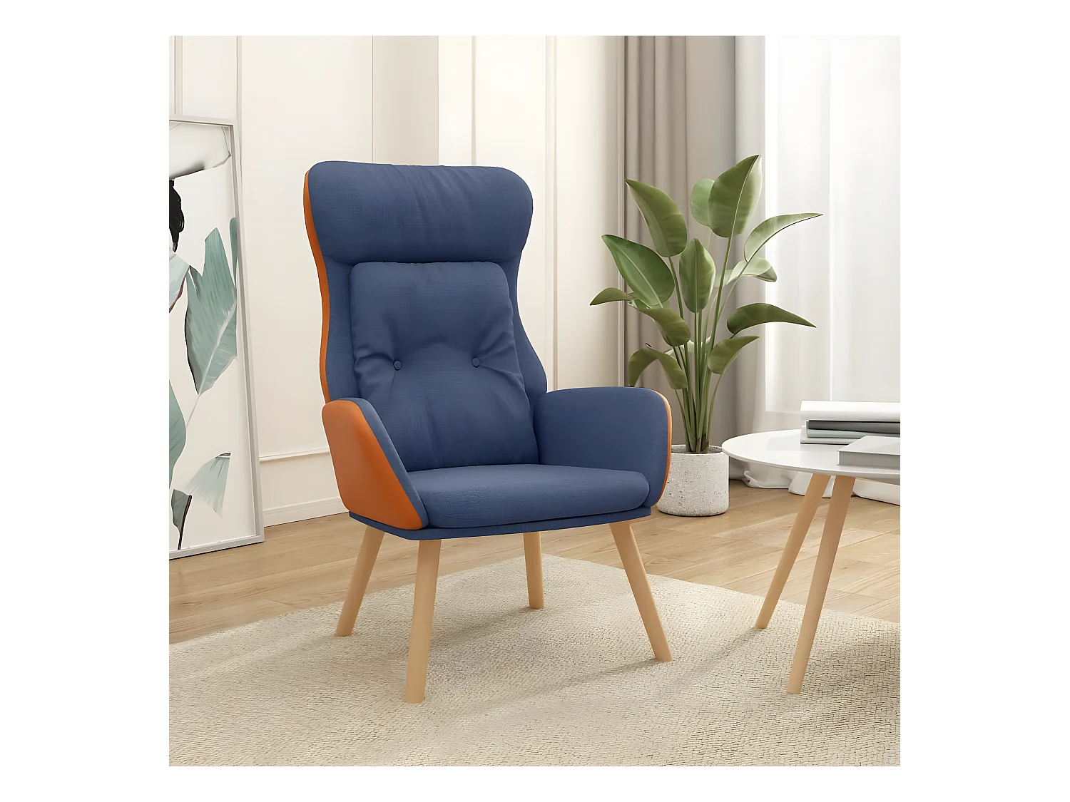 Chaise de relaxation Bleu Tissu et PVC