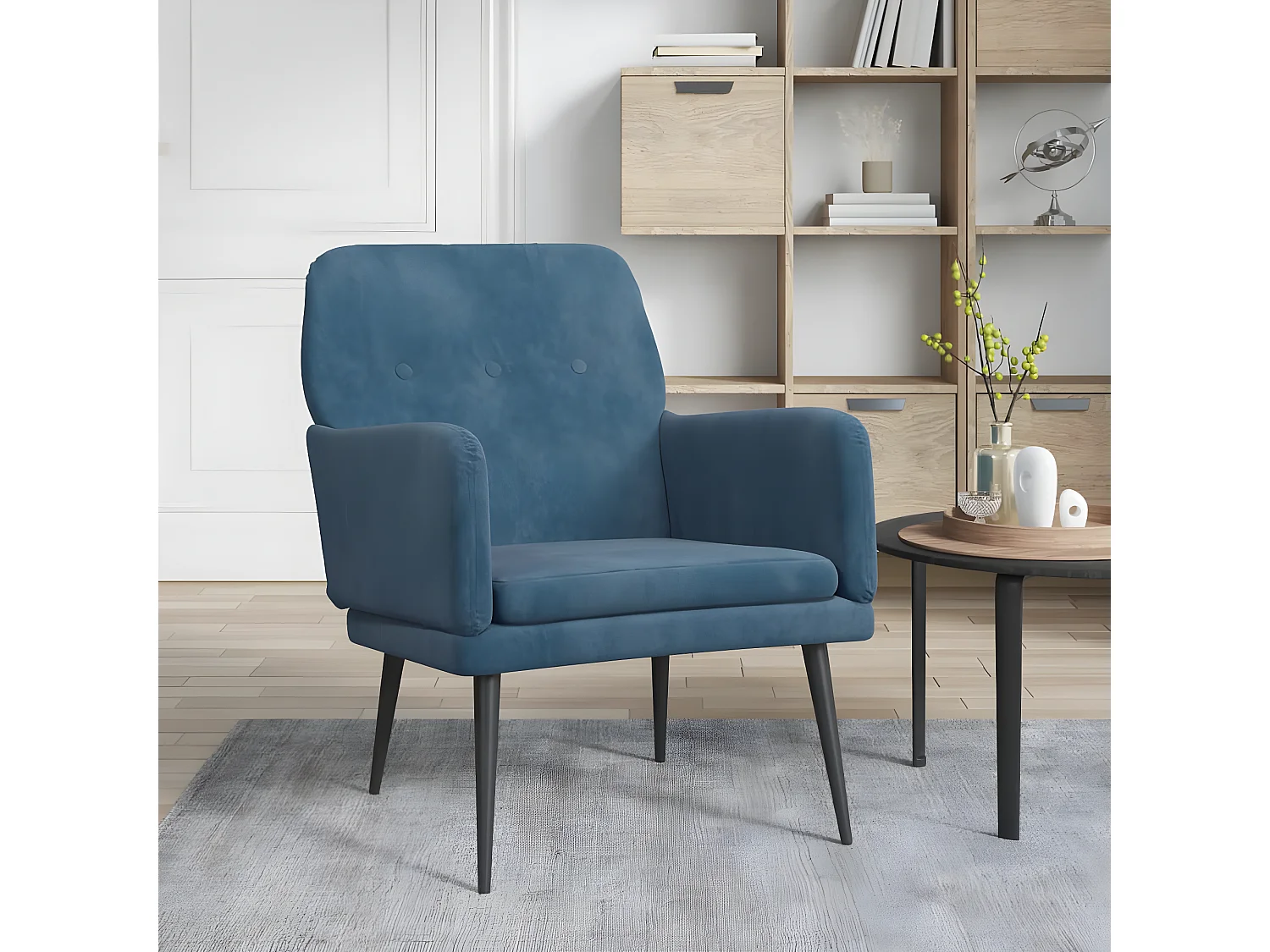 Blauwe Fauteuil 62x79x79 cm Fluweel