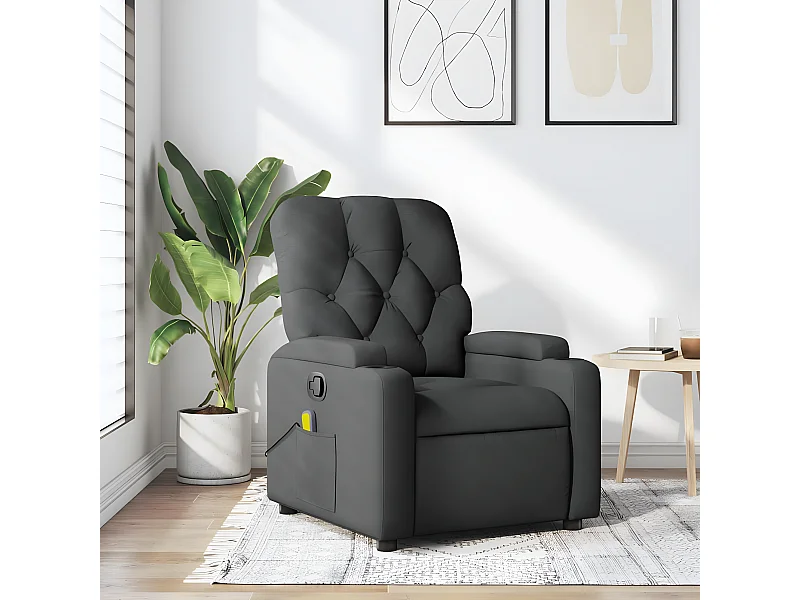 Fauteuil de massage inclinable Gris foncé Tissu