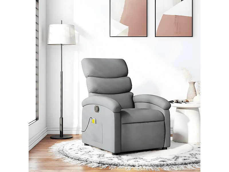 Fauteuil de massage inclinable Gris clair Tissu