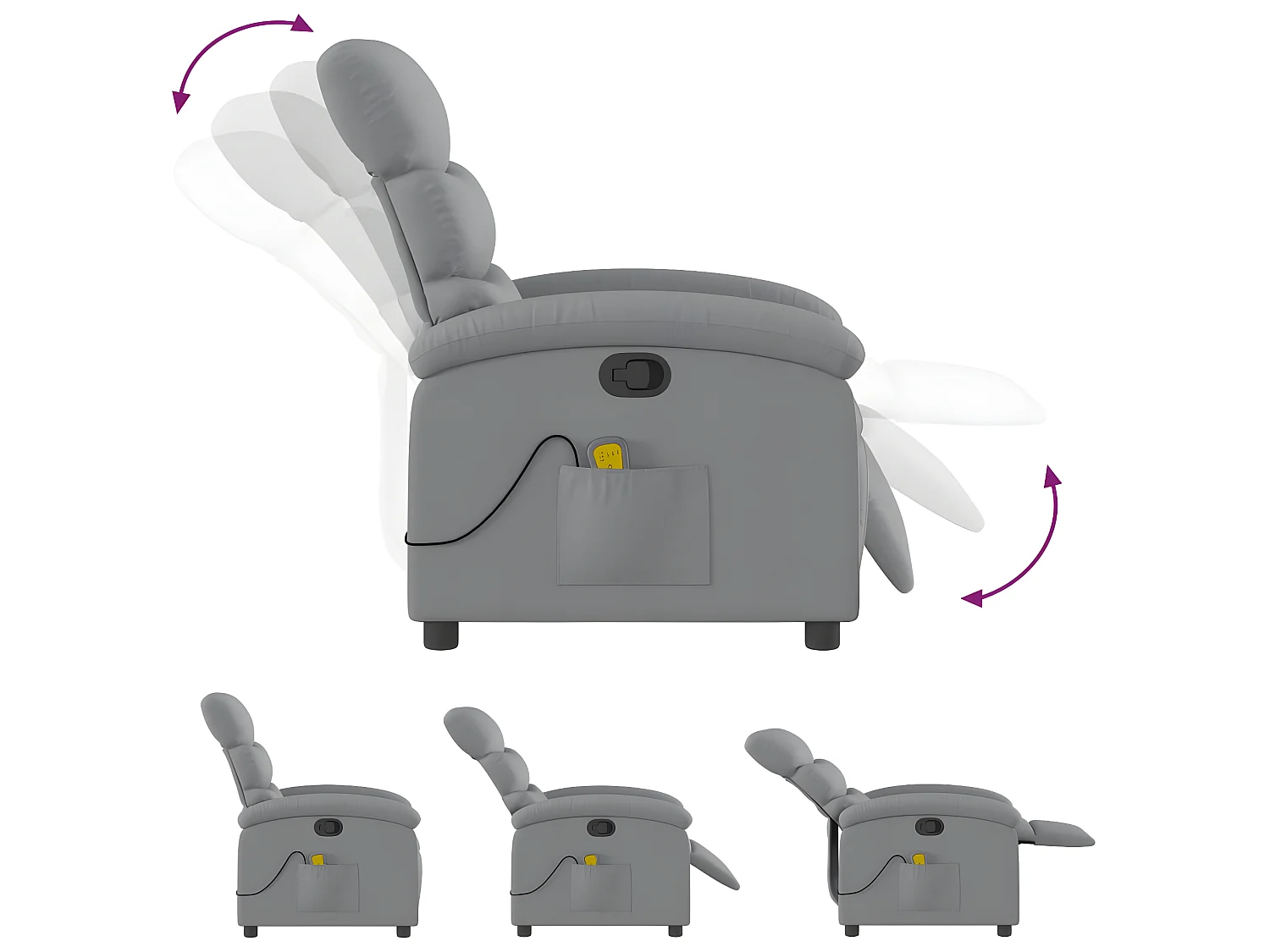 Liggende massagestoel Lichtgrijze stof