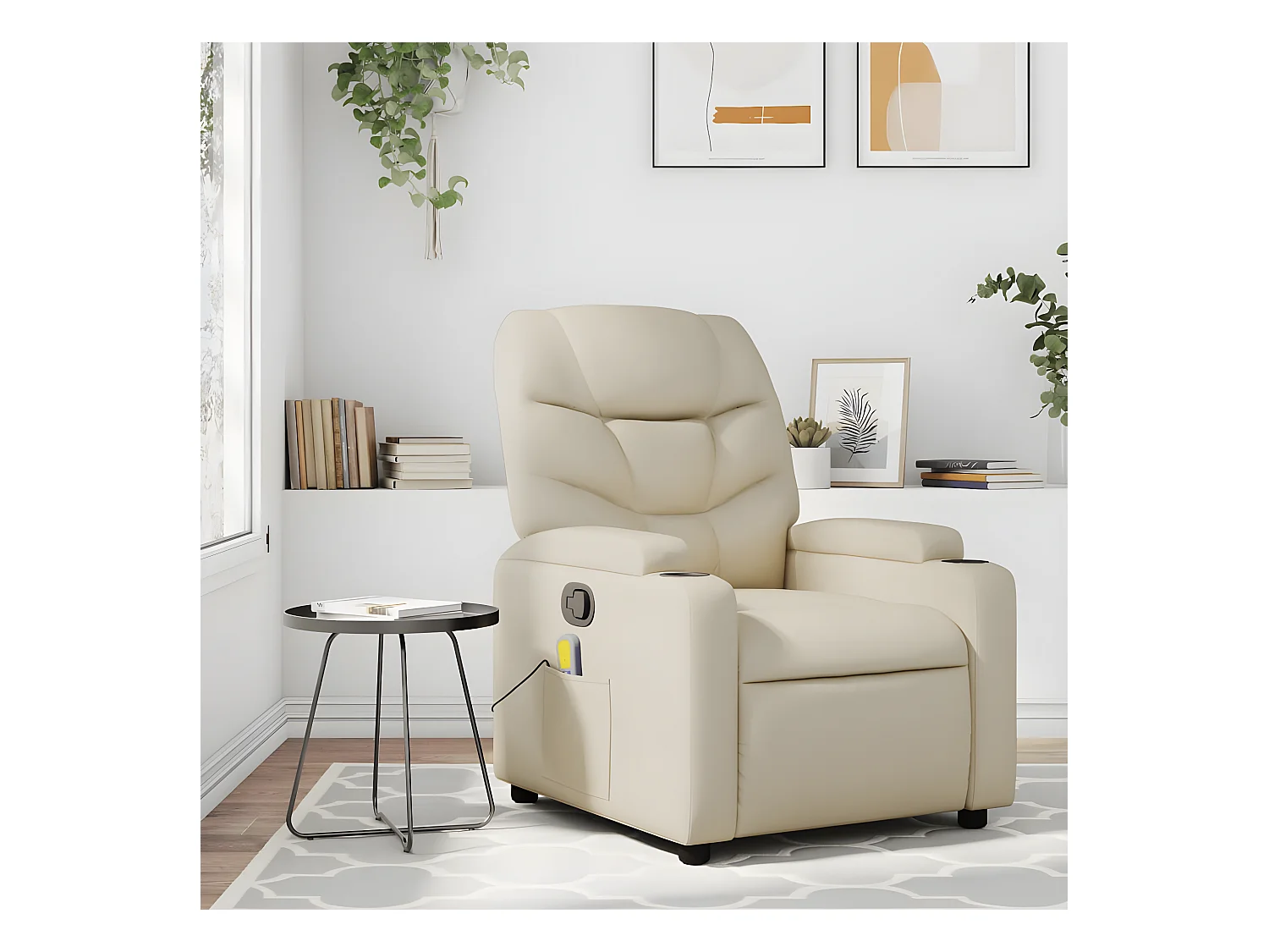 Fauteuil inclinable de massage Crème Similicuir