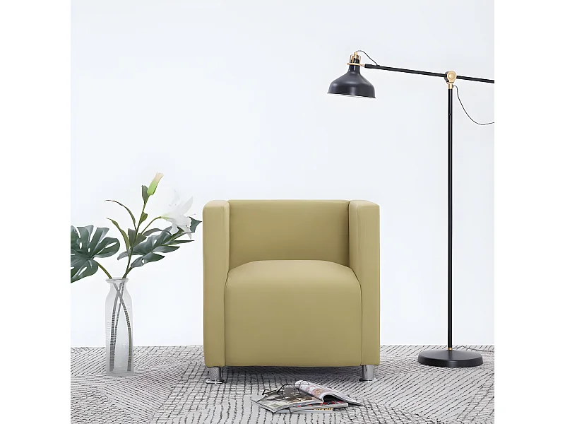 Fauteuil cube Vert Tissu