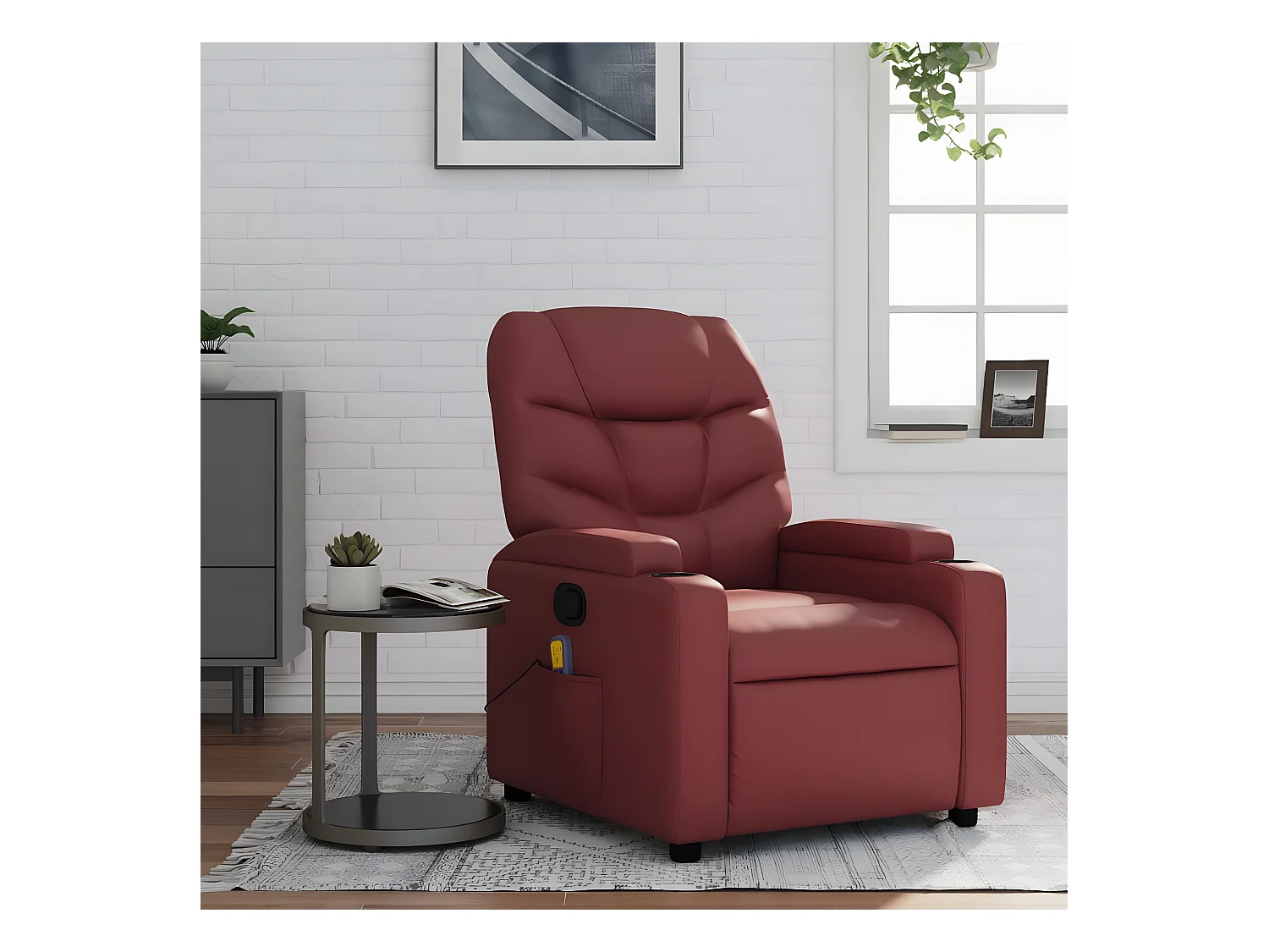 Fauteuil de massage inclinable Rouge bordeaux Similicuir