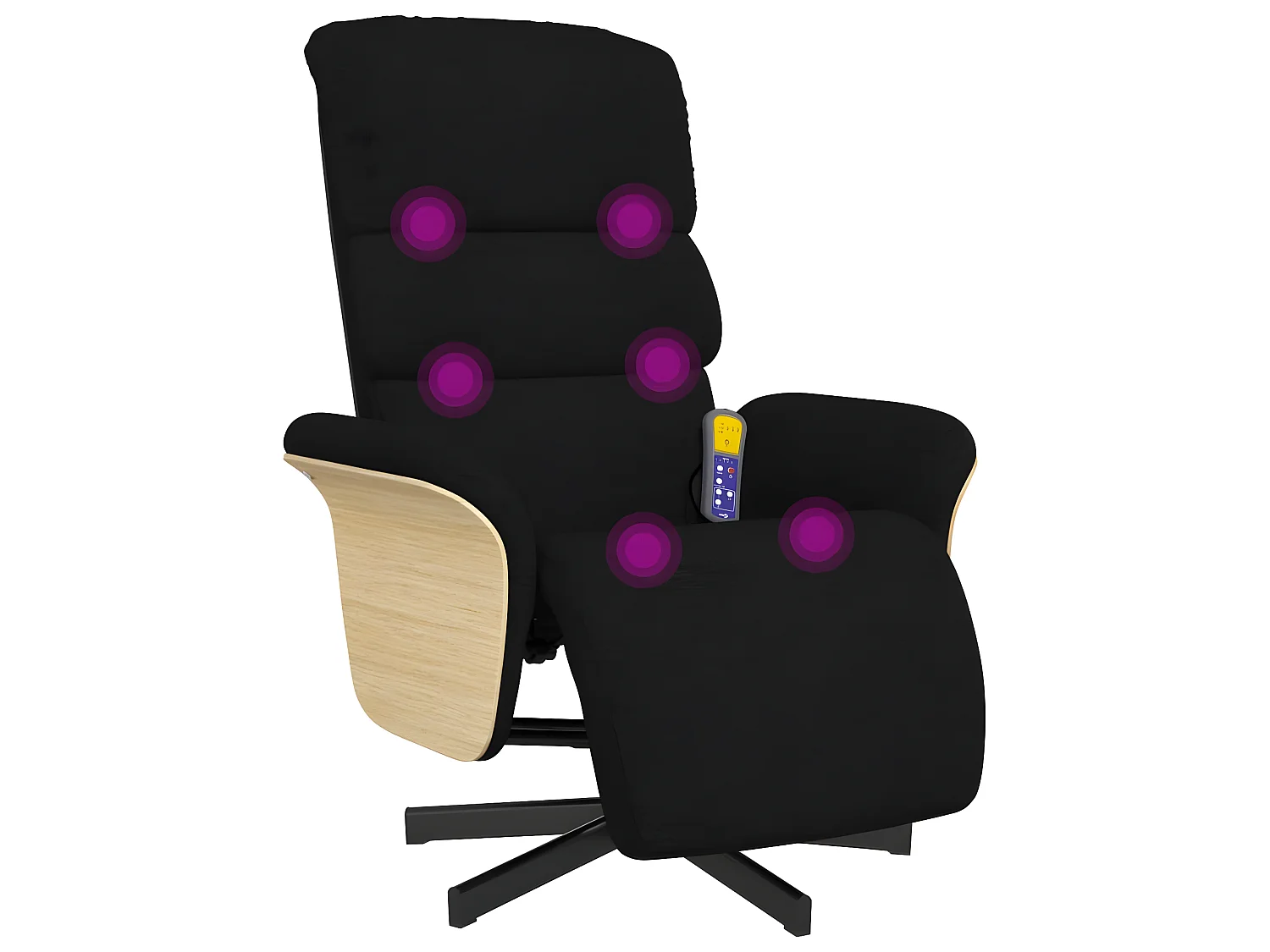 Massagefauteuil met zwarte stoffen voetsteun