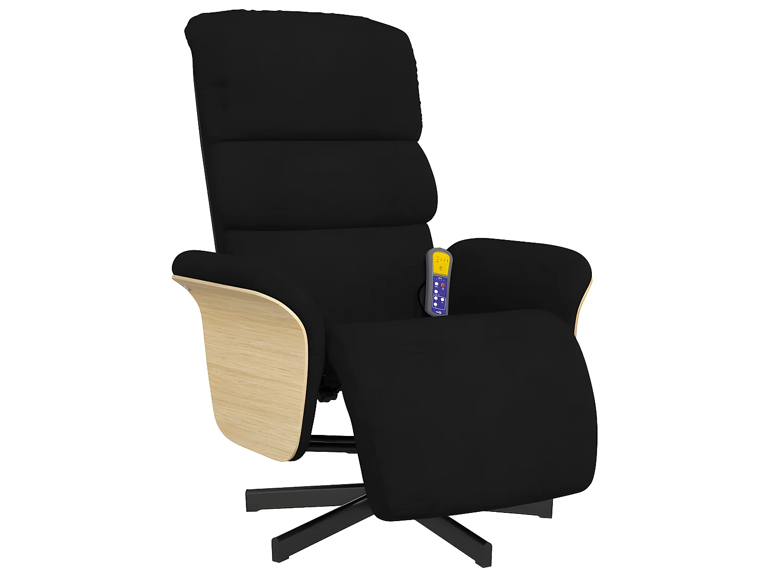 Massagefauteuil met zwarte stoffen voetsteun