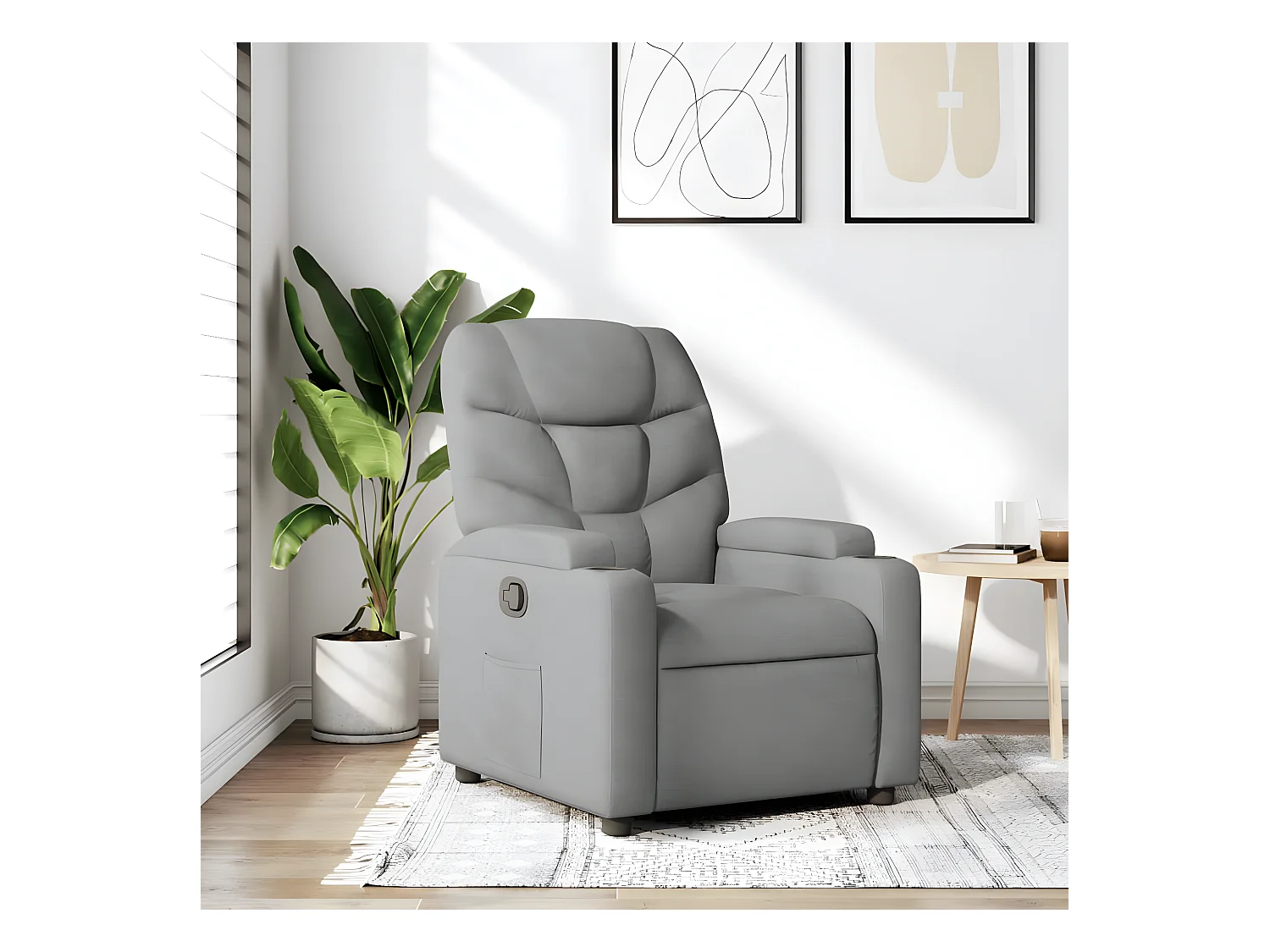 Fauteuil lichtgrijze stof
