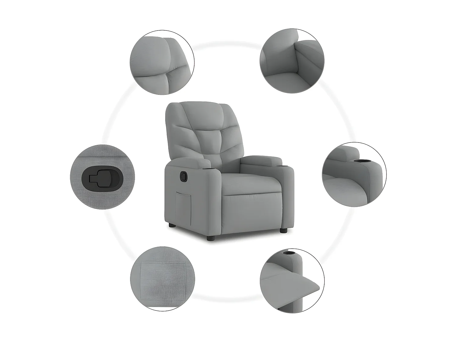 Fauteuil inclinable Gris clair Tissu