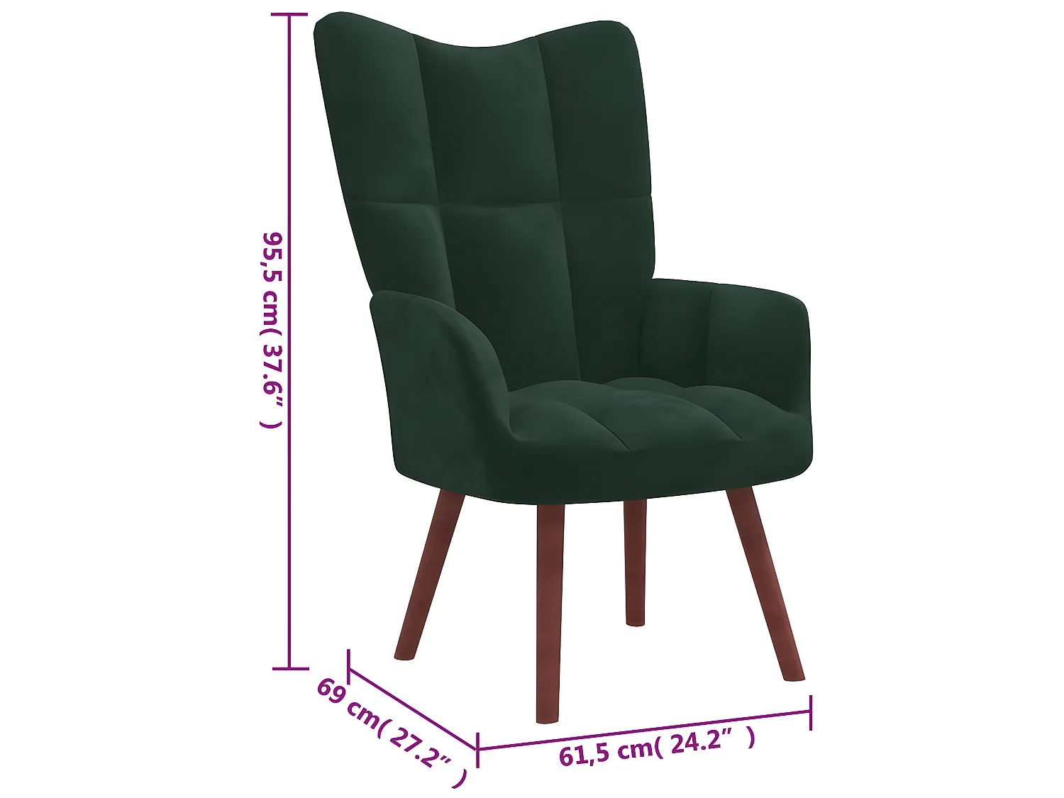 Chaise de relaxation Vert foncé Velours