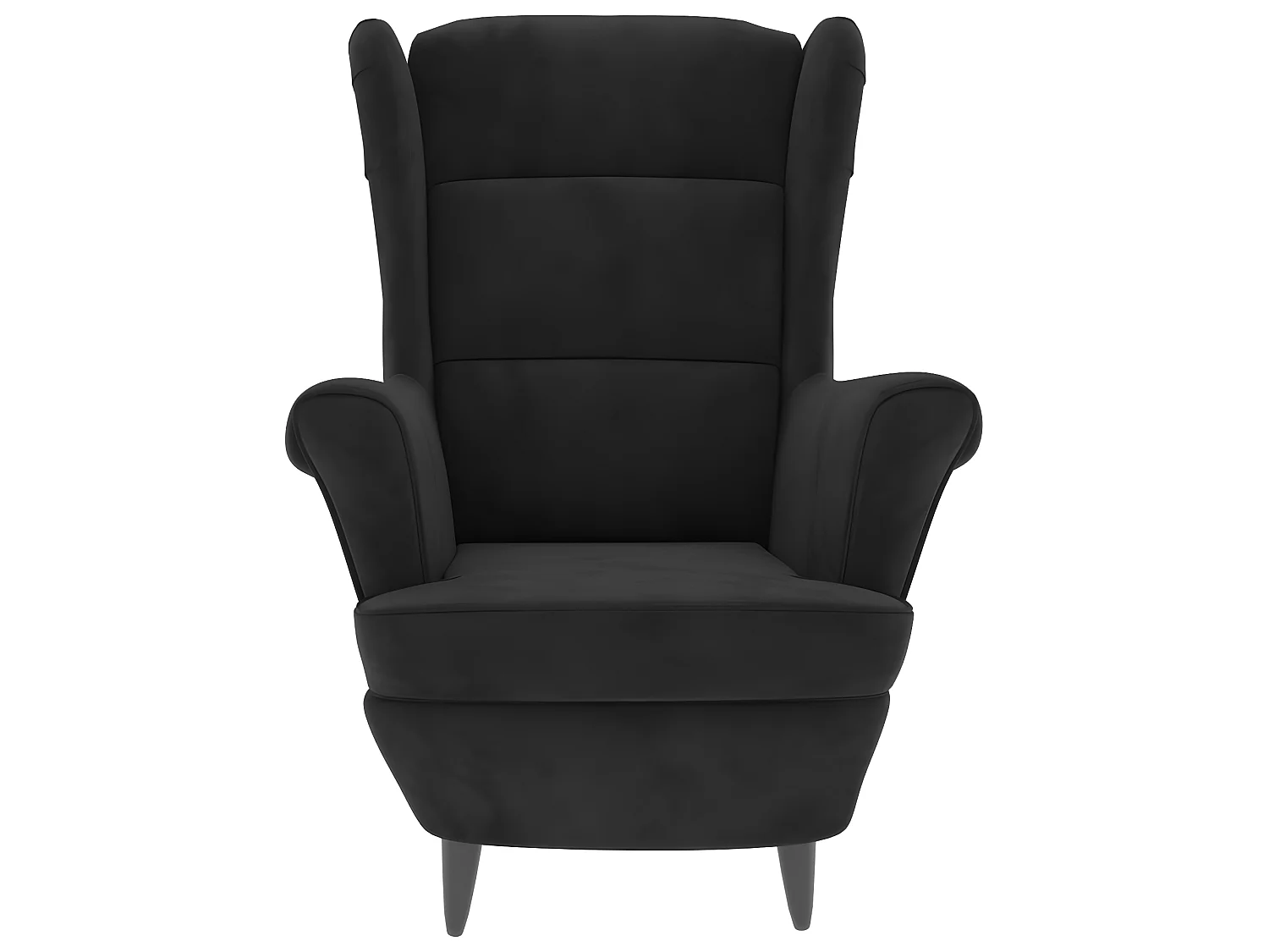Fauteuil met rugleuning en zwart fluwelen kruk
