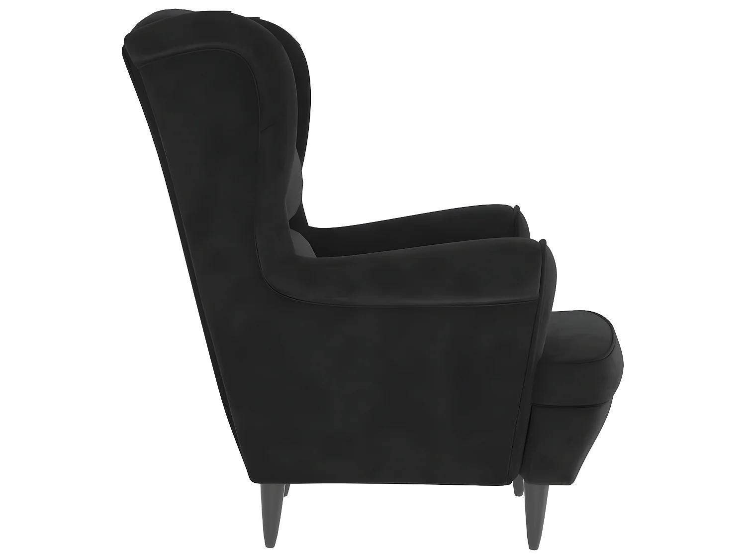 Fauteuil à oreilles avec tabouret noir velours