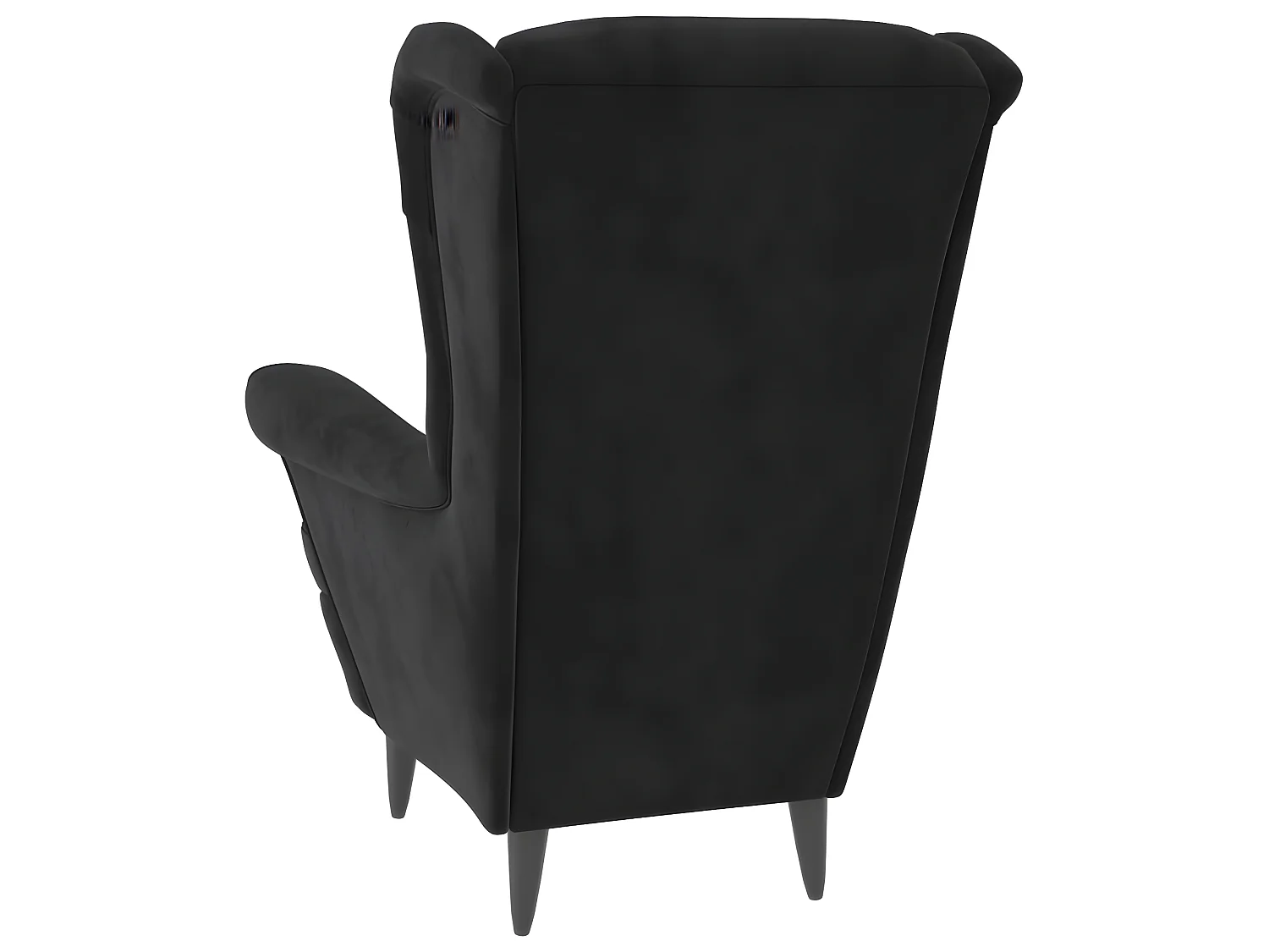 Fauteuil à oreilles avec tabouret noir velours