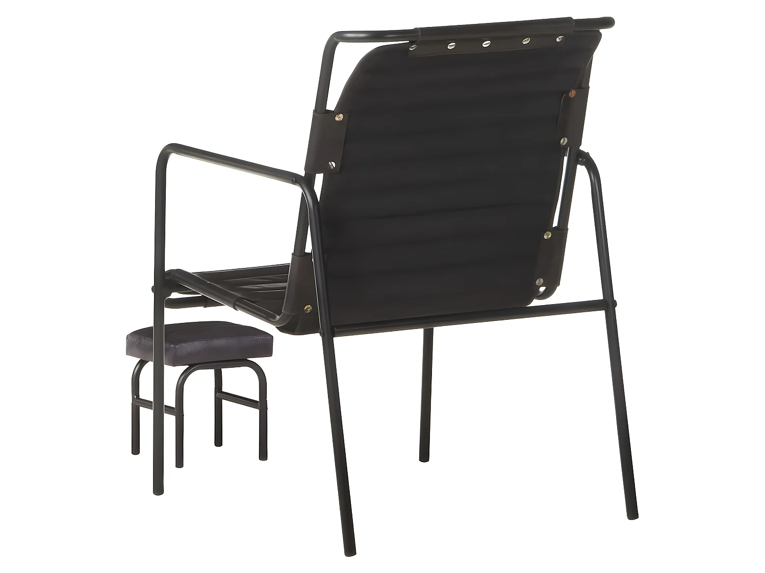 Fauteuil de relaxation avec repose-pied Noir Cuir véritable