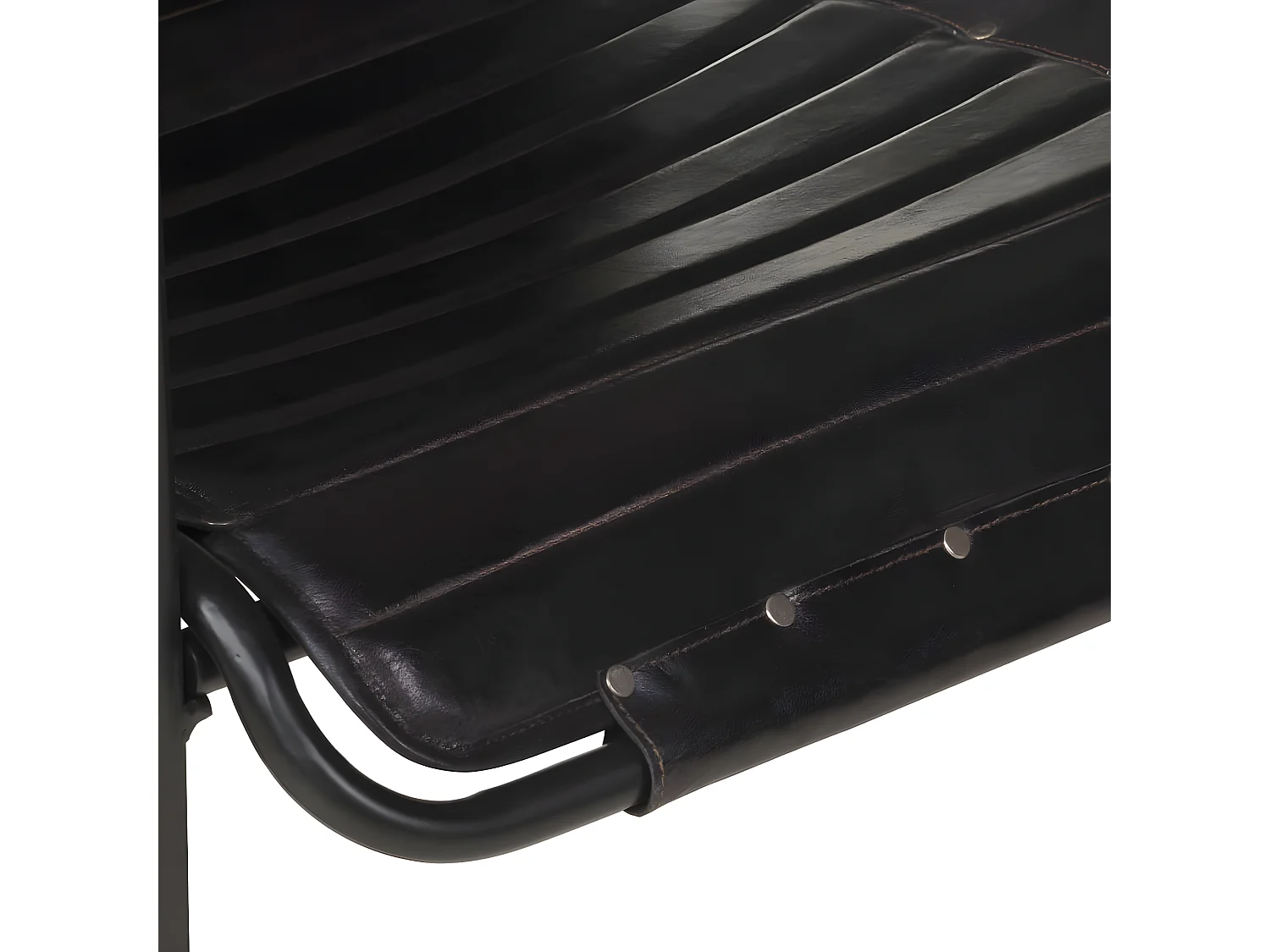 Fauteuil de relaxation avec repose-pied Noir Cuir véritable