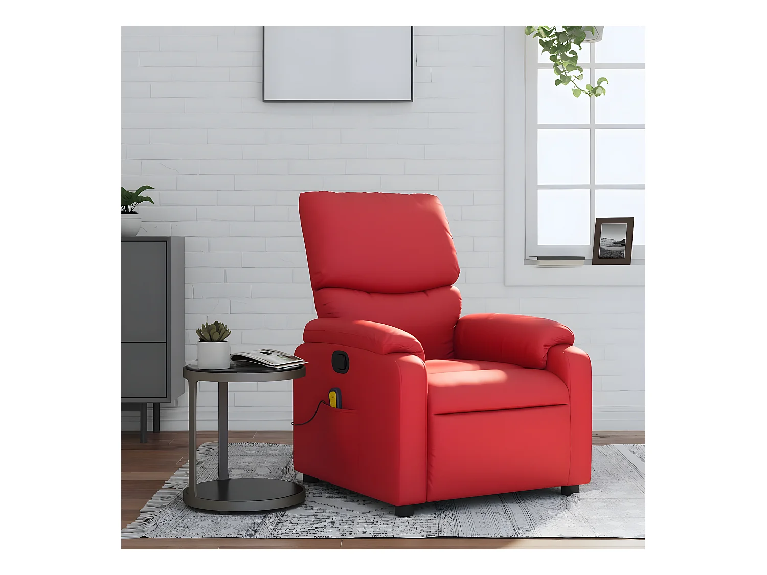 Fauteuil de massage inclinable rouge similicuir